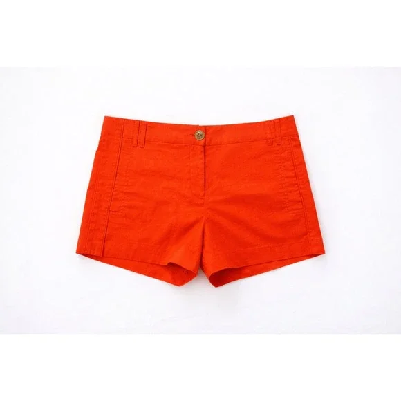 Tory Burch Orange Tailored Shorts Designer Summer Casual Chic Size 10 - Picture 3 of 7